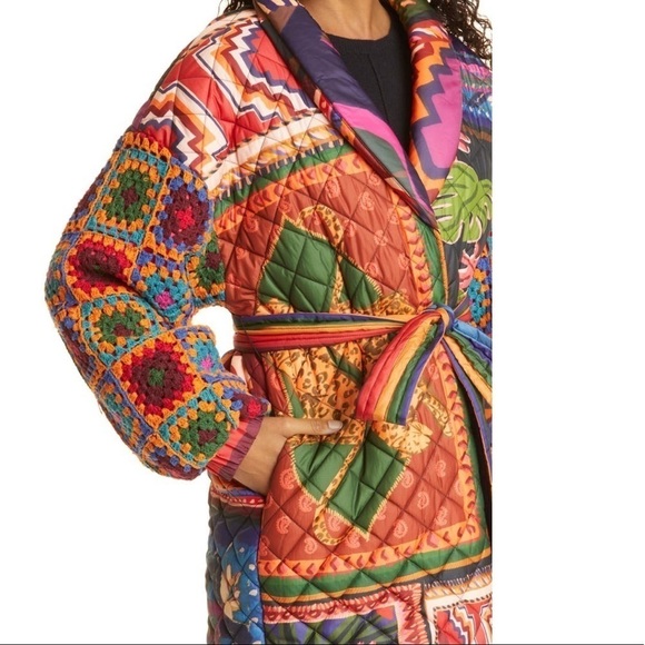 Patchwork tapestry crochet puffer jacket - Picture 3 of 6